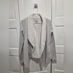 Gaiam Gray Sherpa Lined Open Front Jacket Waterfall Hem XS